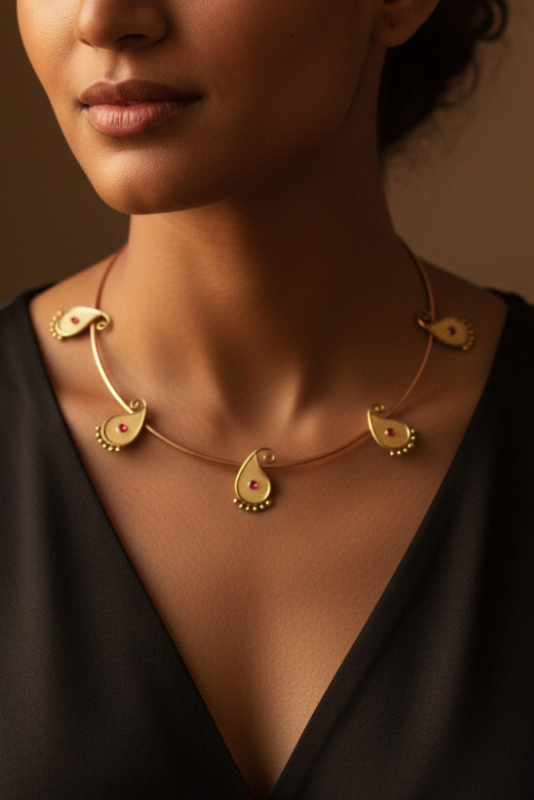 Paisley motif collar cuff